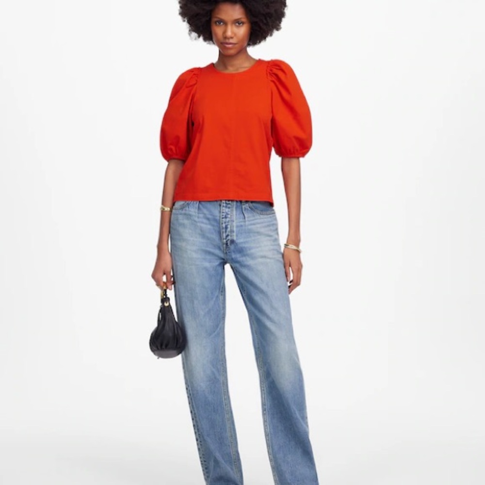 NWT Bright Red puff sleeve tee size xs